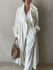 Bohemian Pearl White Trench Coat