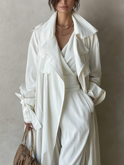 Bohemian Pearl White Trench Coat