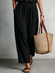 Relaxed Luxe Black Utility Pocket Jumpsuit