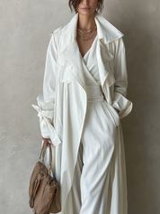 Bohemian Pearl White Trench Coat