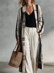 Effortless Boho Oversized Striped Duster Cardigan
