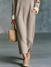 Effortless Chic Oversized Sweater Dress With Pockets Maxi Dress