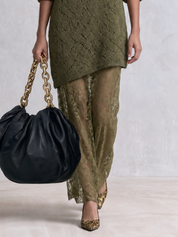 Autumn Bohemian Textured Knit Lace Midi Dress