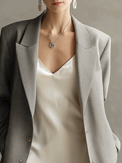 Quiet Luxury Linen Blend Oversized-Fit Grey Tailored Blazer