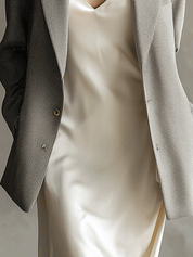 Quiet Luxury Linen Blend Oversized-Fit Grey Tailored Blazer