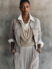 Effortless Chic Linen Blend Oversized-Fit Dove Grey Casual Jacket