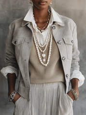 Effortless Chic Linen Blend Oversized-Fit Dove Grey Casual Jacket