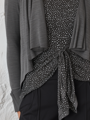 Chic Charcoal Polka Dot Tie Front Blouse