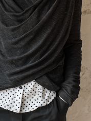 Elegant Black Layered Knit Shirt