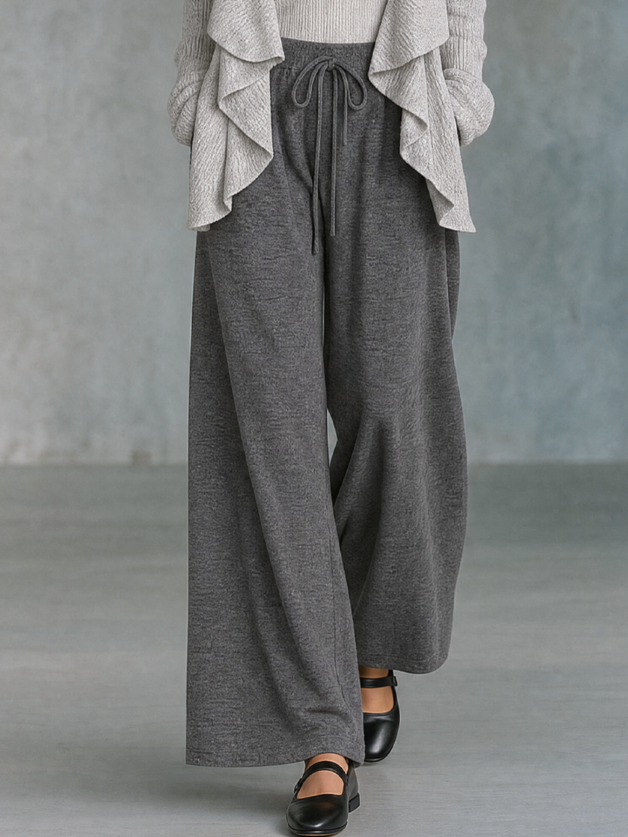 Relaxed Minimal Draped Cardigan & Drawstring Pants Outfit