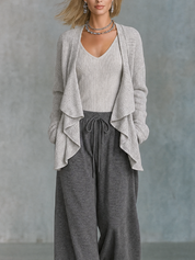 Relaxed Minimal Draped Cardigan & Drawstring Pants Outfit