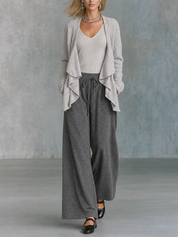 Relaxed Minimal Draped Cardigan & Drawstring Pants Outfit