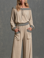 Modern Boho Pocket Detail Two-Piece Pants Set