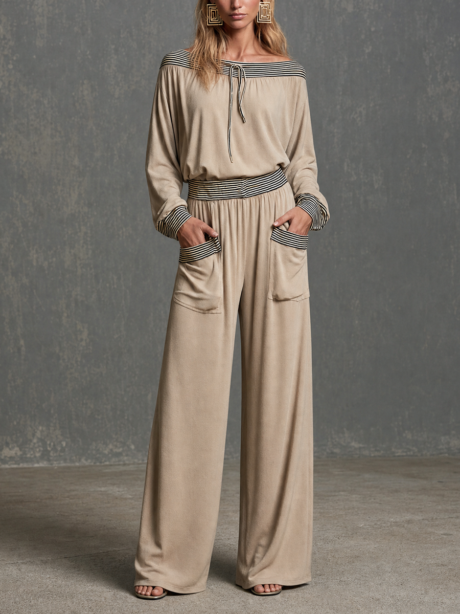 Modern Boho Pocket Detail Two-Piece Pants Set