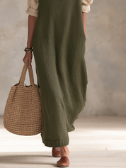 Effortlessly Layered Sleeveless Sweater Dress And Linen Shirt Set