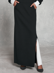 Quiet Luxe Layered-Look Knit Top & Slit Maxi Skirt Set