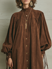 Elegant Chocolate Brown Button Front Maxi Dress