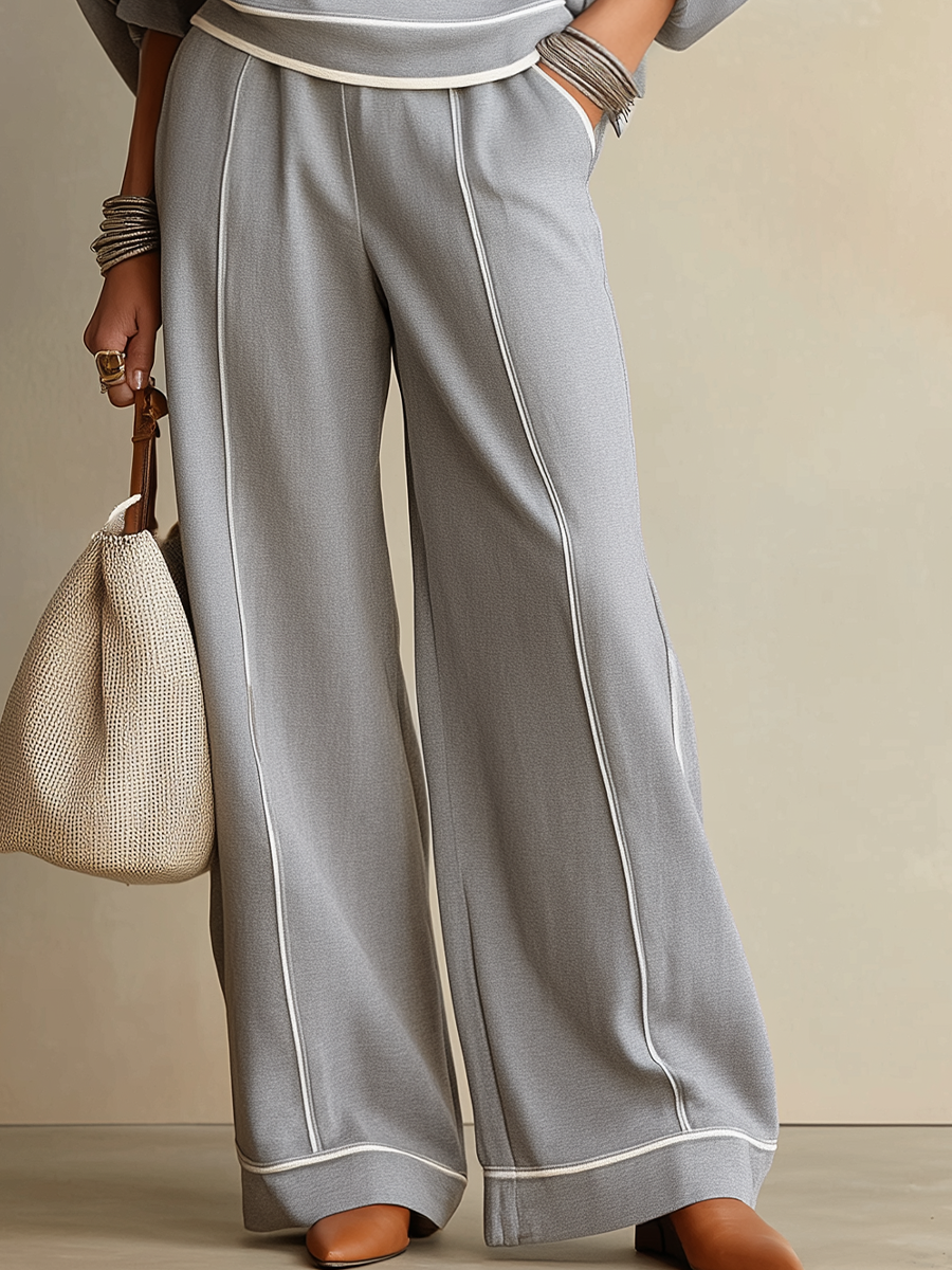 Minimal Grey Contrast Trim Two Piece Set
