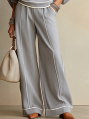 Minimal Grey Contrast Trim Two Piece Set