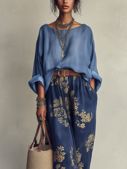 Bohemian Cotton Linen Top And Skirt Set