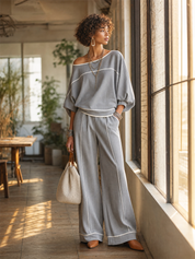 Minimal Grey Contrast Trim Two Piece Set