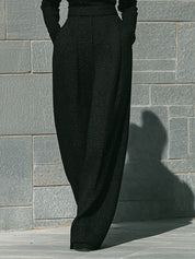 Old Money Style Tweed Off-shoulder Top & Wide Leg Set