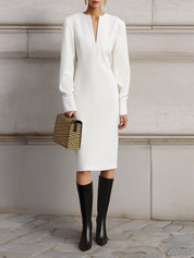 Minimalist Deconstructed Shoulder Pad Cocoon Midi Dress