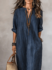 Nomadic Indigo Loose-Fit Maxi Dress