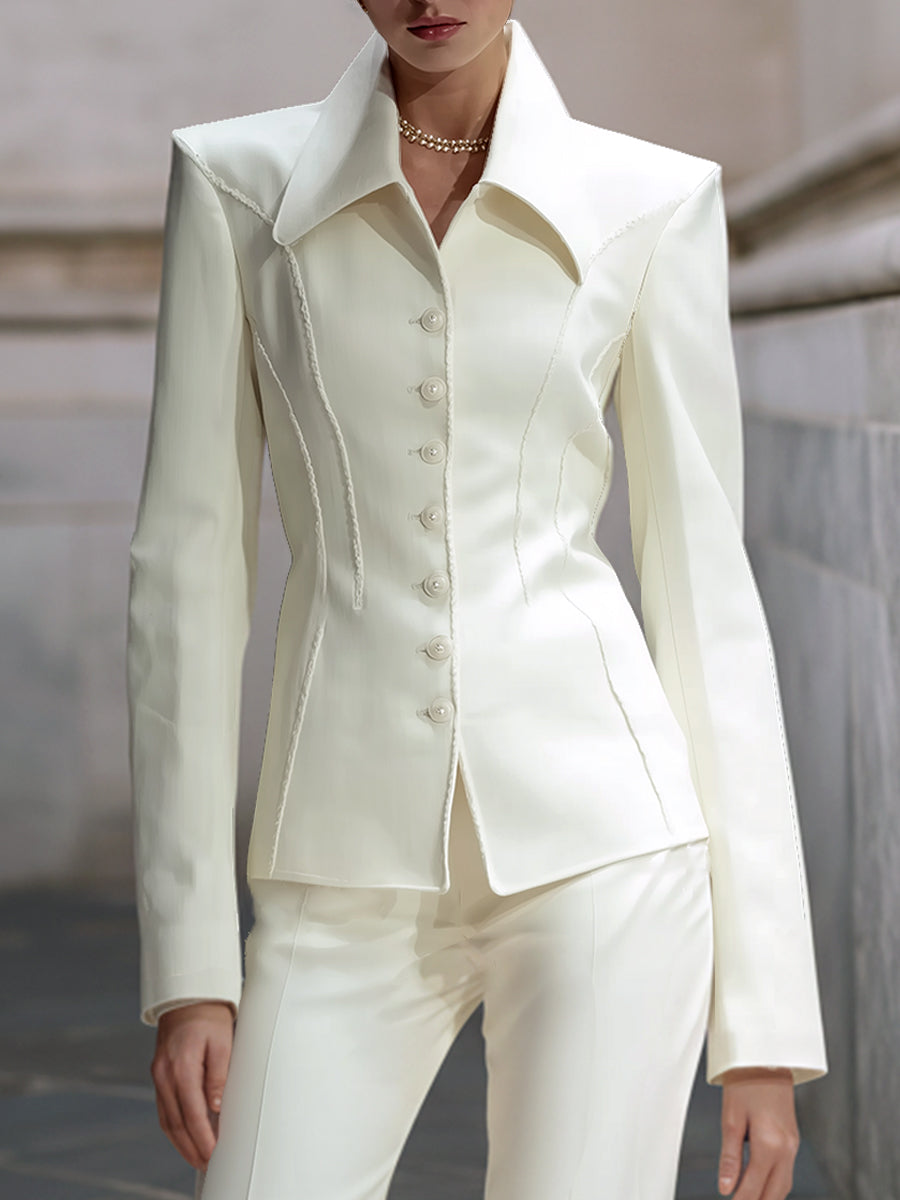 Minimalist Regal Edge Piping Wool Jacket