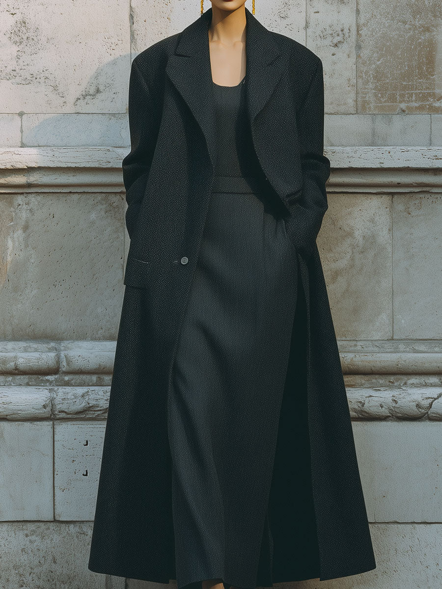 Commuting Minimalist Shoulder Padded Oversized Mid-length Coat