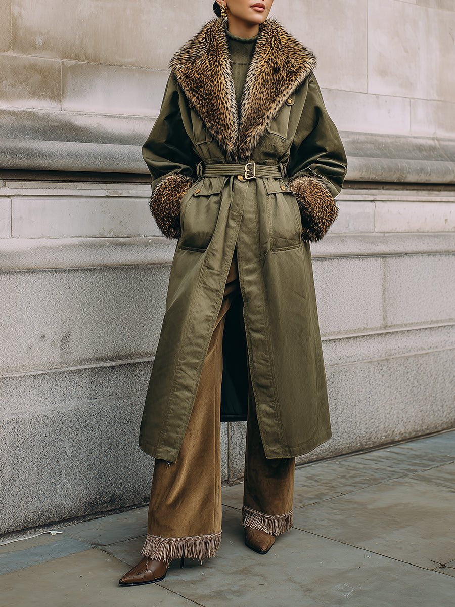 Effortlessly Chic Leopard Faux Fur Layered Coat