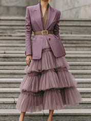 Elegant And Romantic Multi-layered Ruffled Mesh Patchwork Cake Skirt
