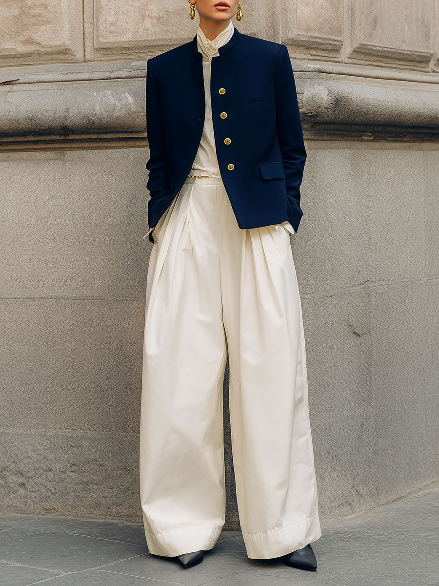 90s Minimalist Commuter Stand Collar Short Jacket