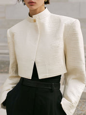 Old Money Crocodile Pattern Environmentally Friendly Leather Short Jacket