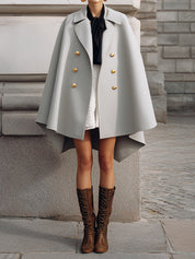 Old Money Style Elegant Modernity Structured Wool Cape Coat