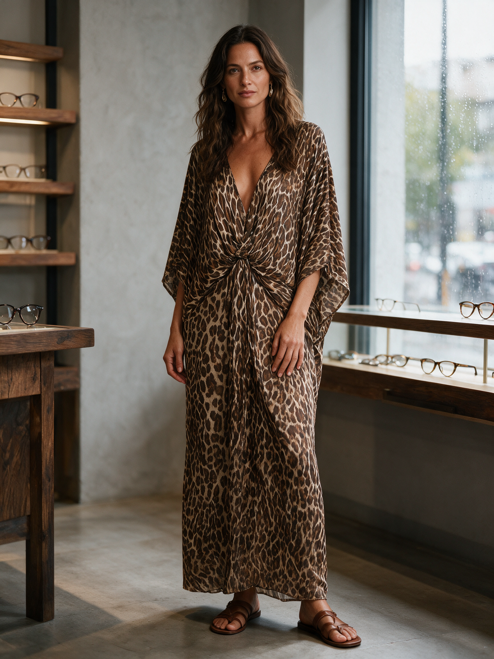 Elevated Leopard Print Twist-Front Maxi Dress