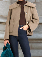 Minimalist  Wide Lapel Wool Blend Short Coat