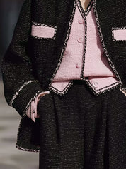 Classic Tweed Contrast Hemmed Oversized Jacket