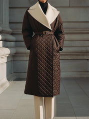 Minimalist Architectural Longline Quilted Wool Coat