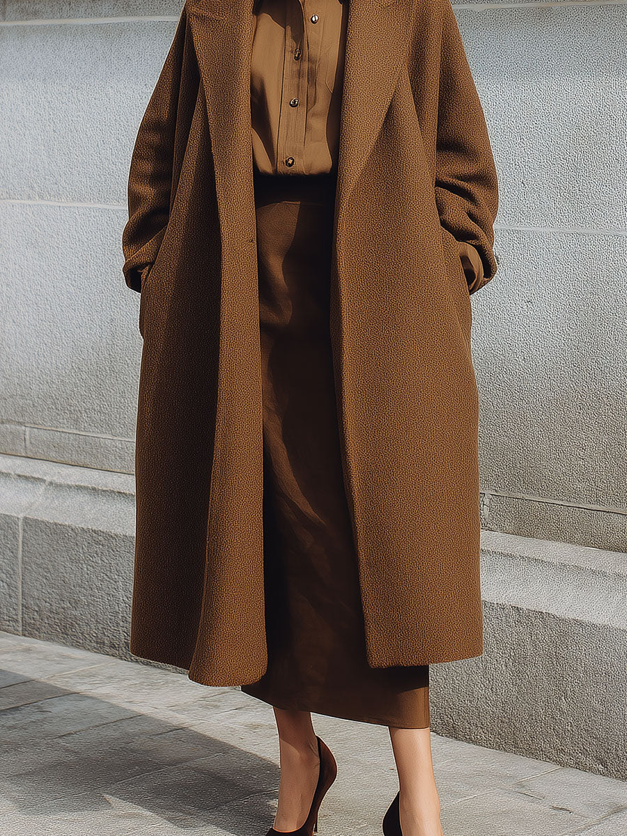 Commuting Oversized Raglan Sleeve Wool Coat