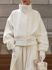 90s Minimalism Revival Turtleneck Oversized Jacket With Dropped Shoulder Sleeves