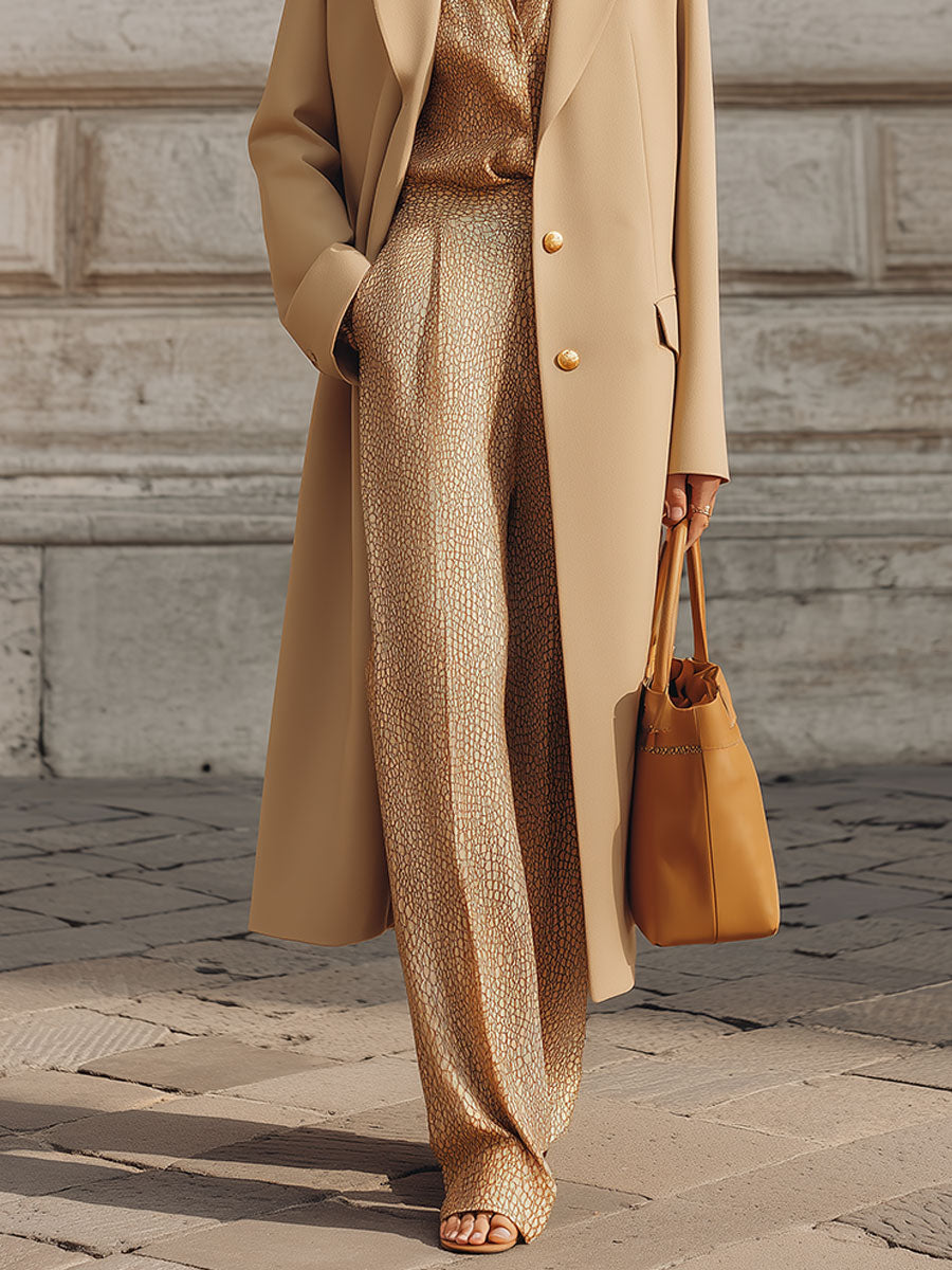 Extremely Simple Double-breasted Suit Coat With Shoulder Pads