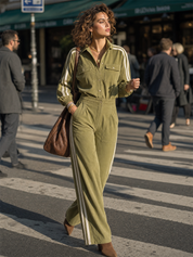 Utility Olive Green Striped Cargo Pant Set
