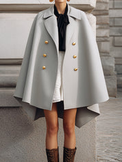 Old Money Style Elegant Modernity Structured Wool Cape Coat