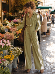 Utility Olive Green Striped Cargo Pant Set