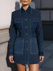 Quiet Luxury Modern Graphic Denim Mini Dress