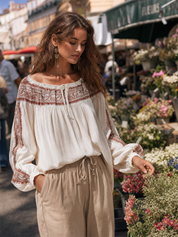 Refined Ivory Tribal Print Blouse