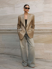 Minimalist Eco-friendly Leather Shoulder Pads Loose Version Blazer