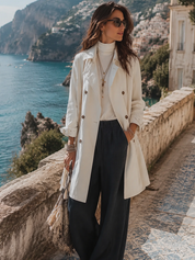 Classic Ivory Double-Breasted Trench Coat
