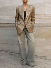Minimalist Eco-friendly Leather Shoulder Pads Loose Version Blazer